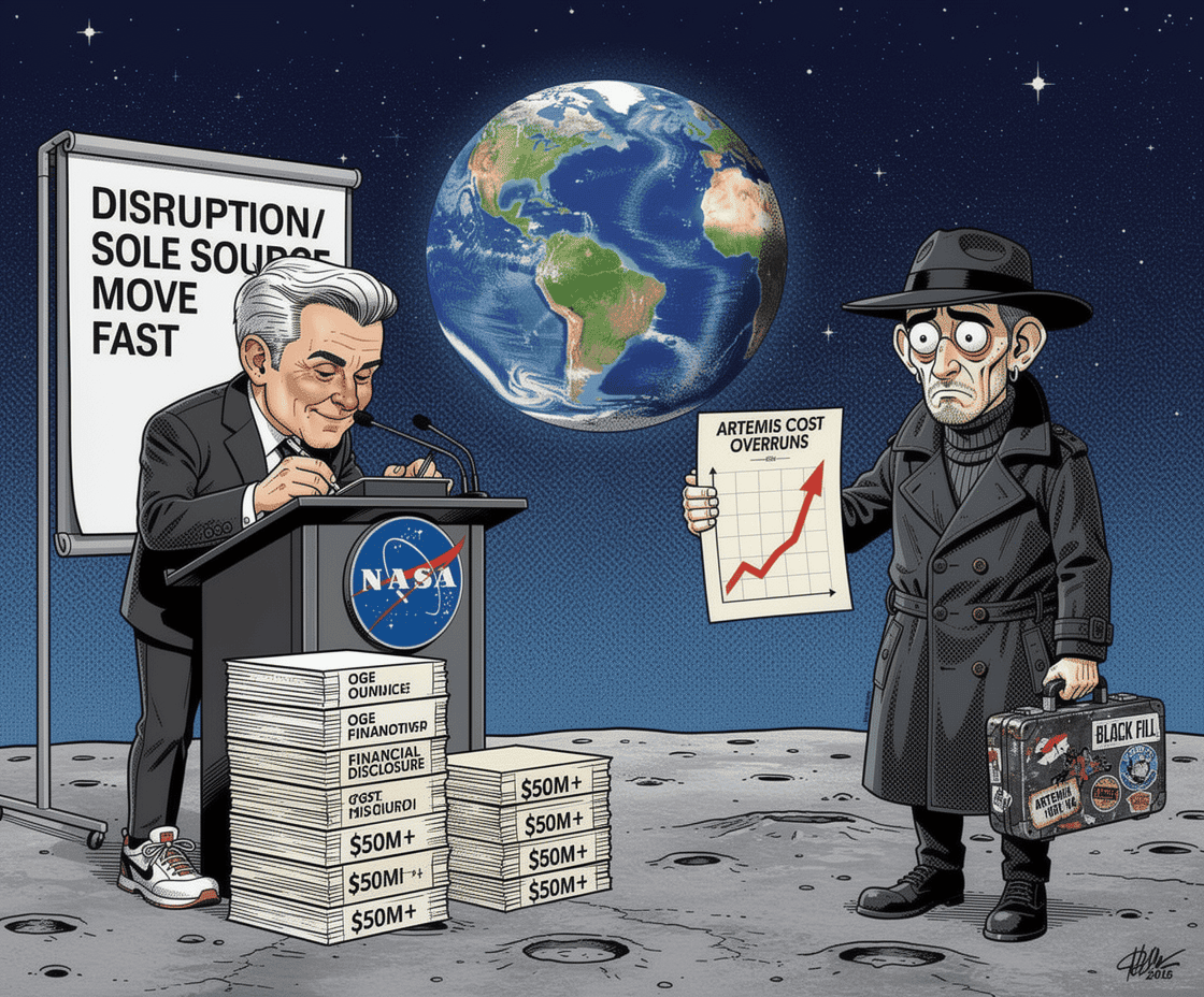 The SLS rocket at Launch Pad 39B at Kennedy Space Center before the Artemis II launch